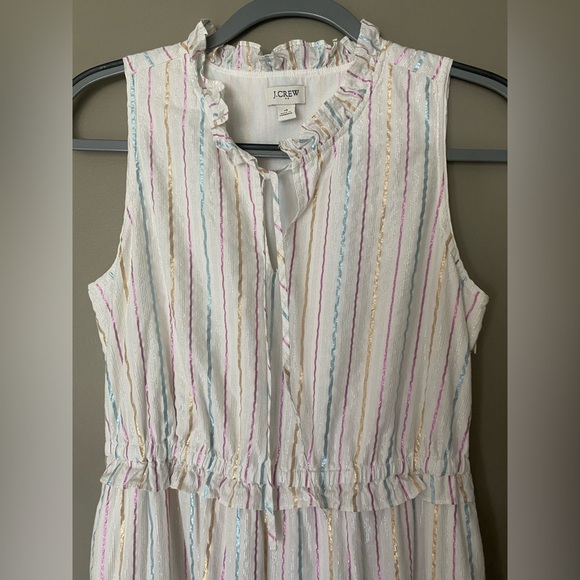 J. CREW Tie Front Shimmer Flowy Sleeveless Boho Midi Dress Size 4 - Picture 10 of 11